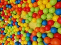 Top view colorful plastic balls in a dry pool.ÃÂ  Royalty Free Stock Photo
